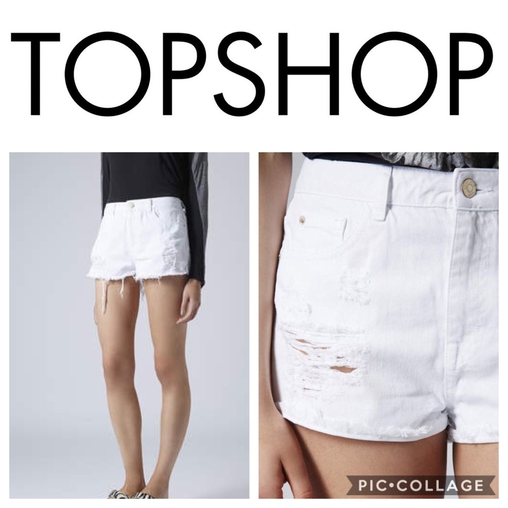 Topshop Hallie Moto Petite Short {White} 6